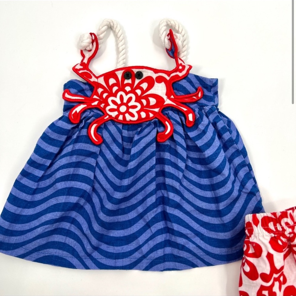 NWOT MUD PIE red white and blue crab nautical rope 2 piece set - Picture 3 of 5